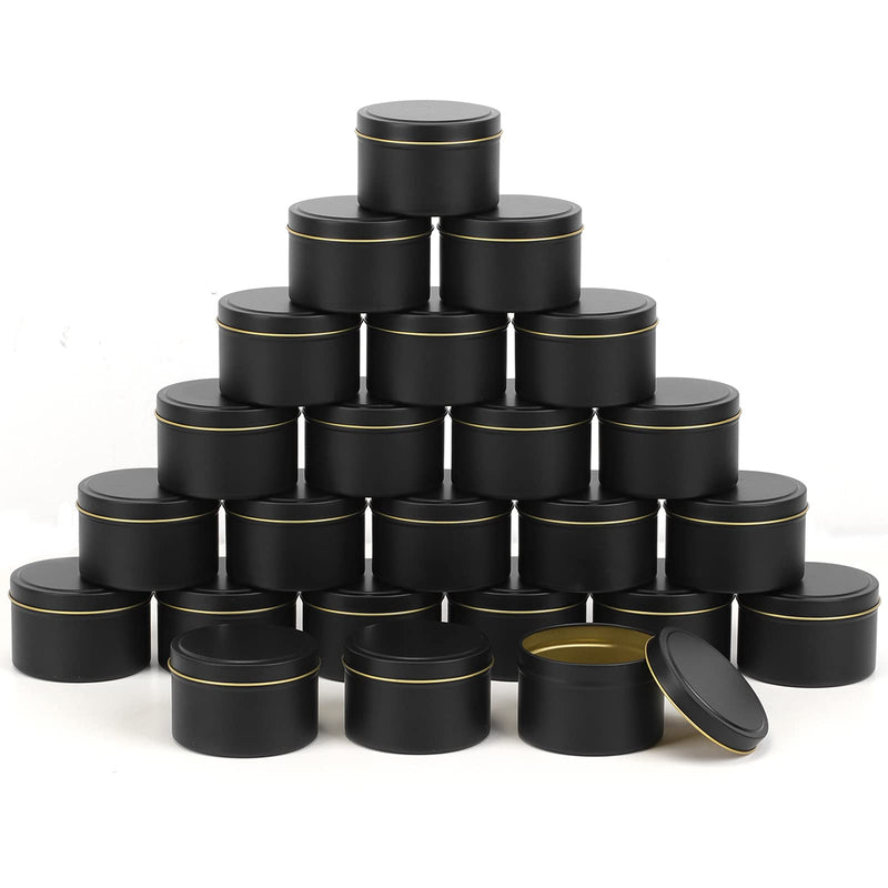 SONVIIBOX 24 Pack 8oz Candle Tins,Black Candle tins for Making Candles Bulk,8 oz Candle Jars,Tin Jars for Candle Making,Metal tin Jars (Black) 8
