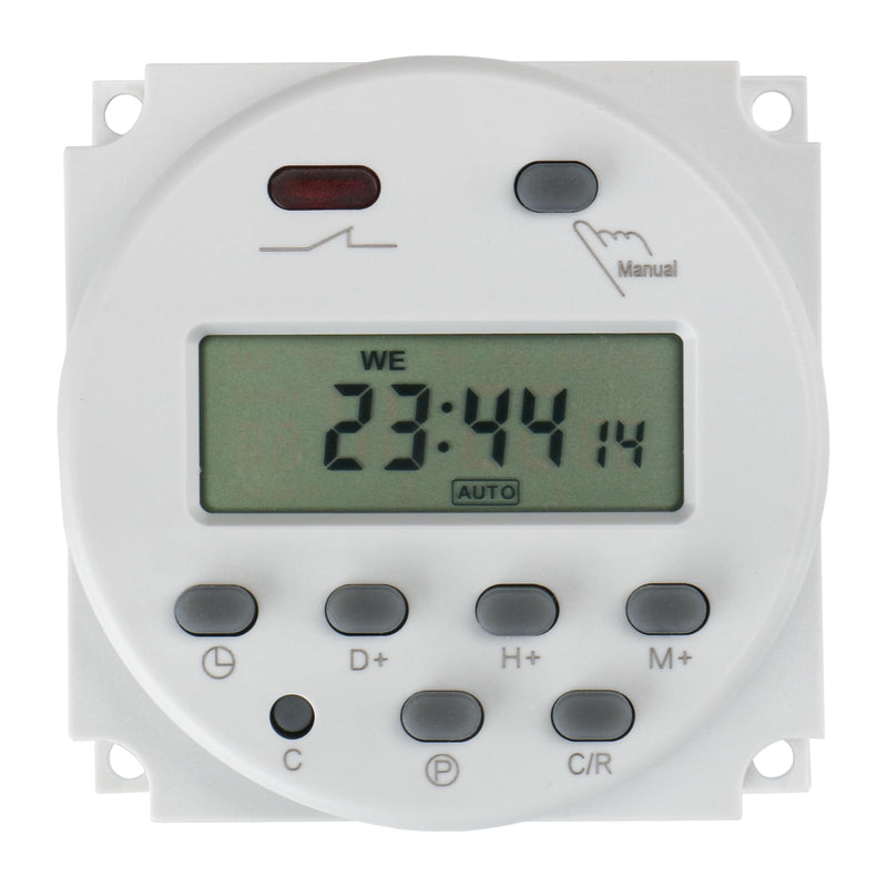 Baomain Time Switch Relay,Digital LCD Programmable Timer,110V AC Input,200-250V 16A Output,28 Programs Daily/Weekly Schedule,CN101A for Lighting