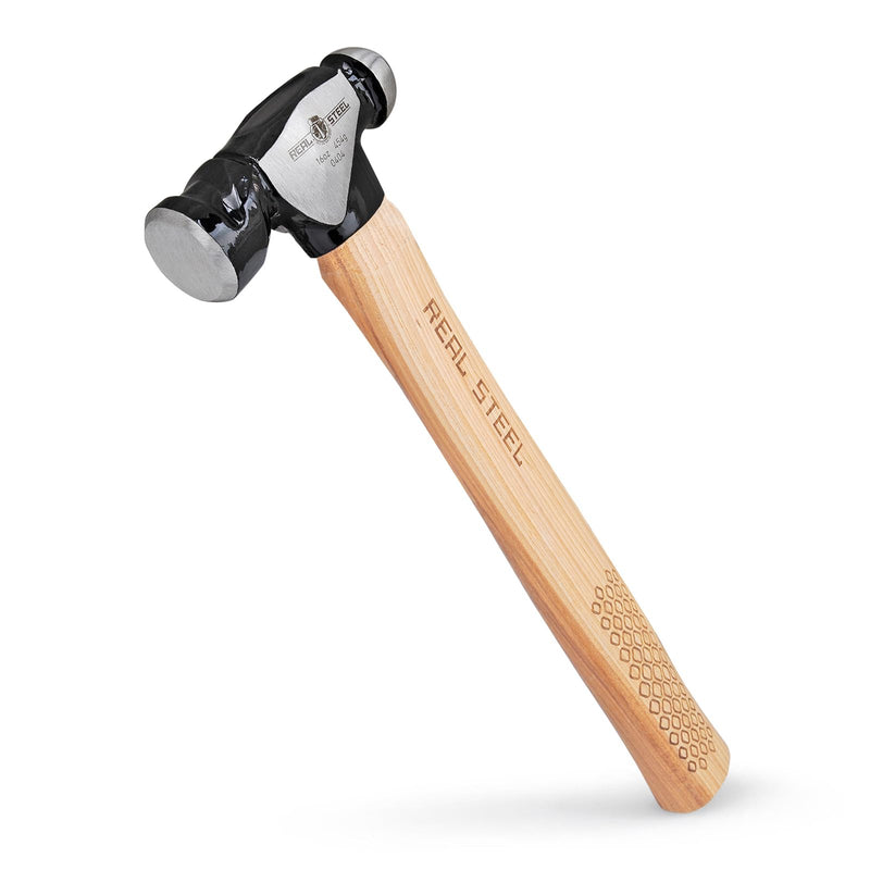 REAL STEEL Ball Peen Hammer with Genuine Hickory Wood Handle 16Oz/1 LB Forged Steel Head Ball Pein Hammer 0404 16 oz