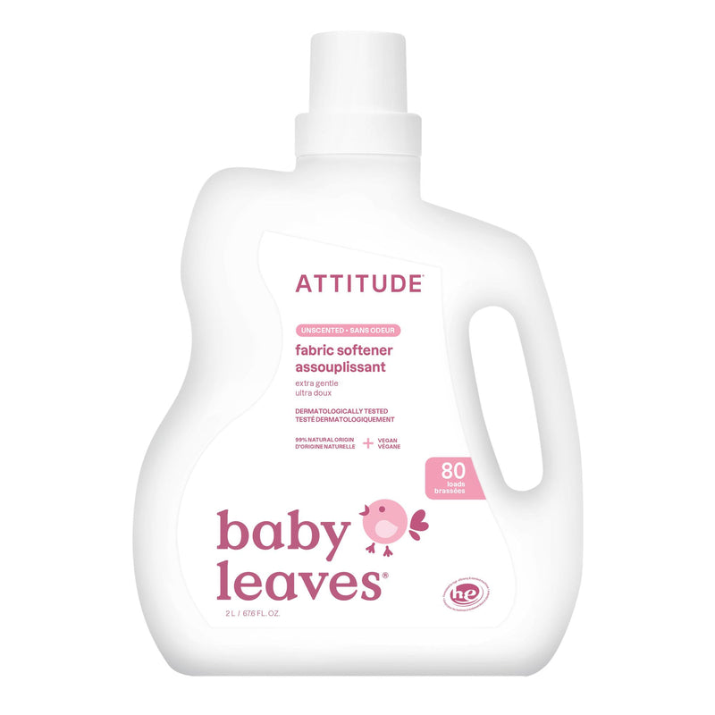 ATTITUDE Baby Liquid Fabric Softener, Free & Clear, Unscented, 80 Loads Unscented 67.6 Fl Oz (Pack of 1)