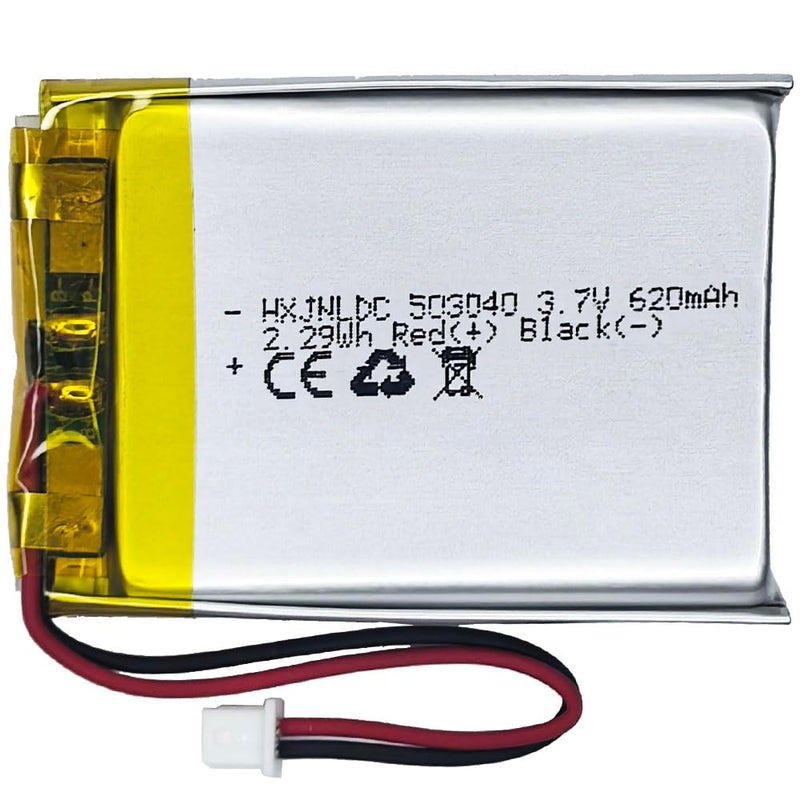 DC 3.7V 620mAh 503040 Rechargeable Lithium Polymer Battery for Cozmo Vector Robot SkyBell HD WiFi Video Doorbell Flysight FPV Watch Wireless