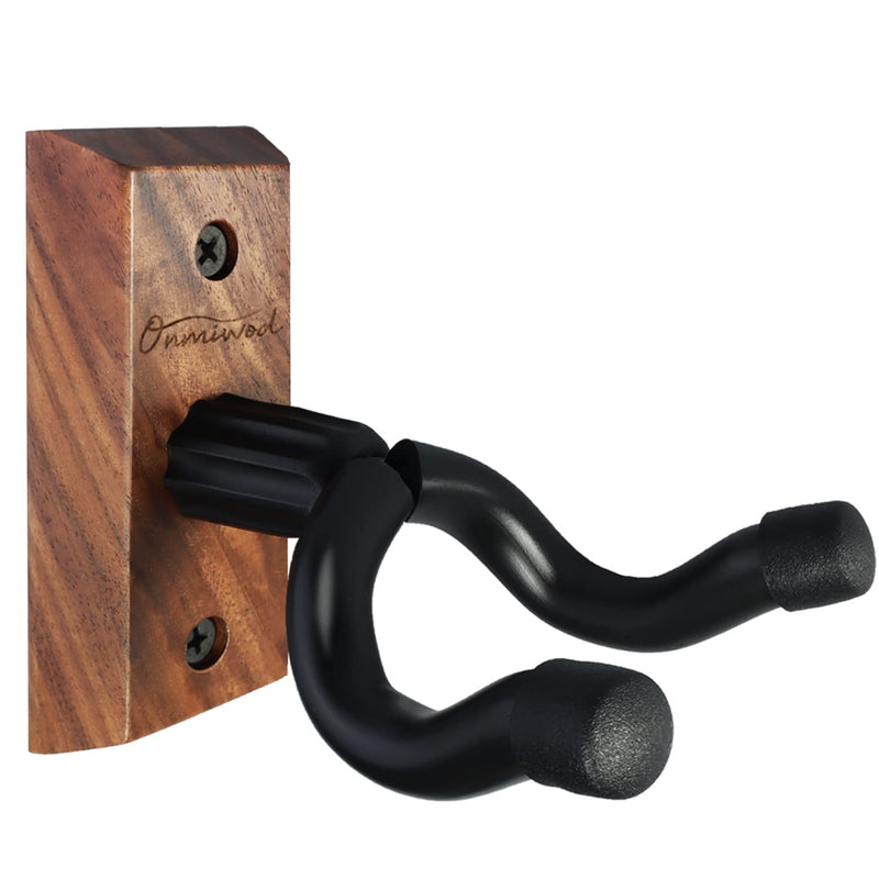Onmiwod Guitar Wall Mount, Black Walnut Wood Guitar Hanger, U-Shaped Guitar Wall Hanger Mount, Guitar Holder Hook Stand Wall for Acoustic,