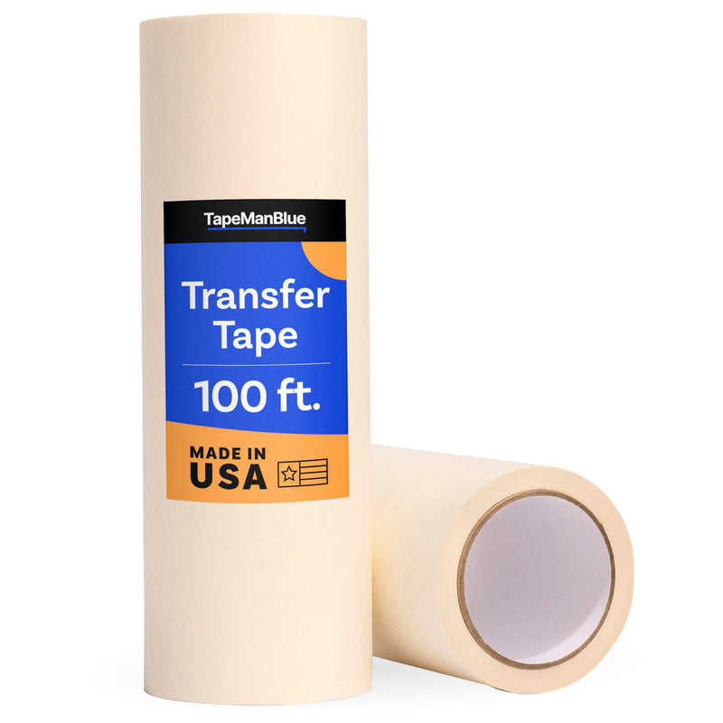 TapeManBlue 12" x 100' Roll of Paper Transfer Tape for Vinyl, Made in America, Premium-Grade Transfer Paper for Vinyl with Layflat Adhesive for