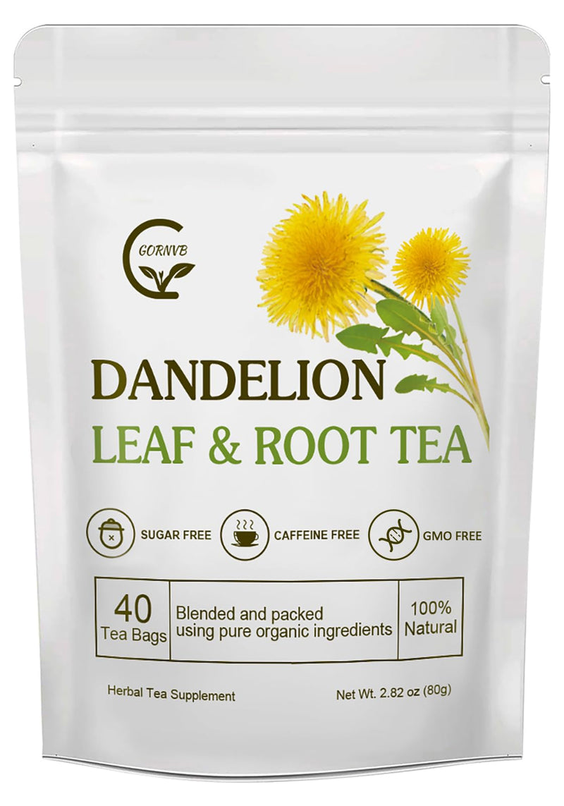 Organic Dandelion Leaf & Root Tea, Supports Kidney Function and Healthy Digestion, Caffeine Free, 40 Tea Bags Dandelion Leaf & Root 40 Count (Pack