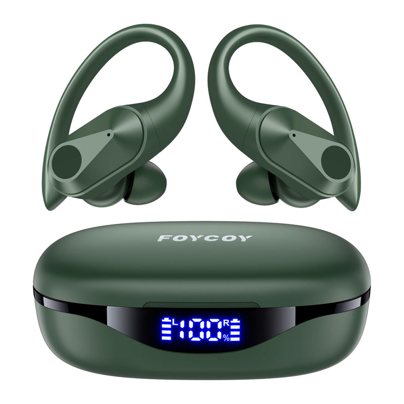 FOYCOY Bluetooth Headphones Wireless Earbuds 90Hrs Playtime Ear Buds IPX7 Waterproof Sports Earphones with Wireless Charging Case & Over-Ear