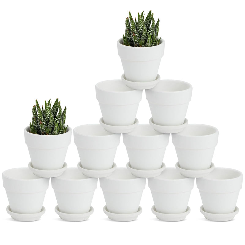 Juvale Mini Terracotta Pots - Pot with Drainage Hole - Versatile Succulent & Herb Planter - Paintable White Planter for Custom Decor - Pack of 12,