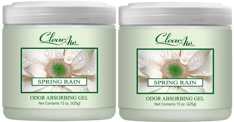 Clear Air Odor Absorber Gel - 15 Oz, Pack of 2 - Air Freshener Absorbs and Eliminates Odors in Bathrooms, Cars, Boats, Rvs and Pet Areas - Made