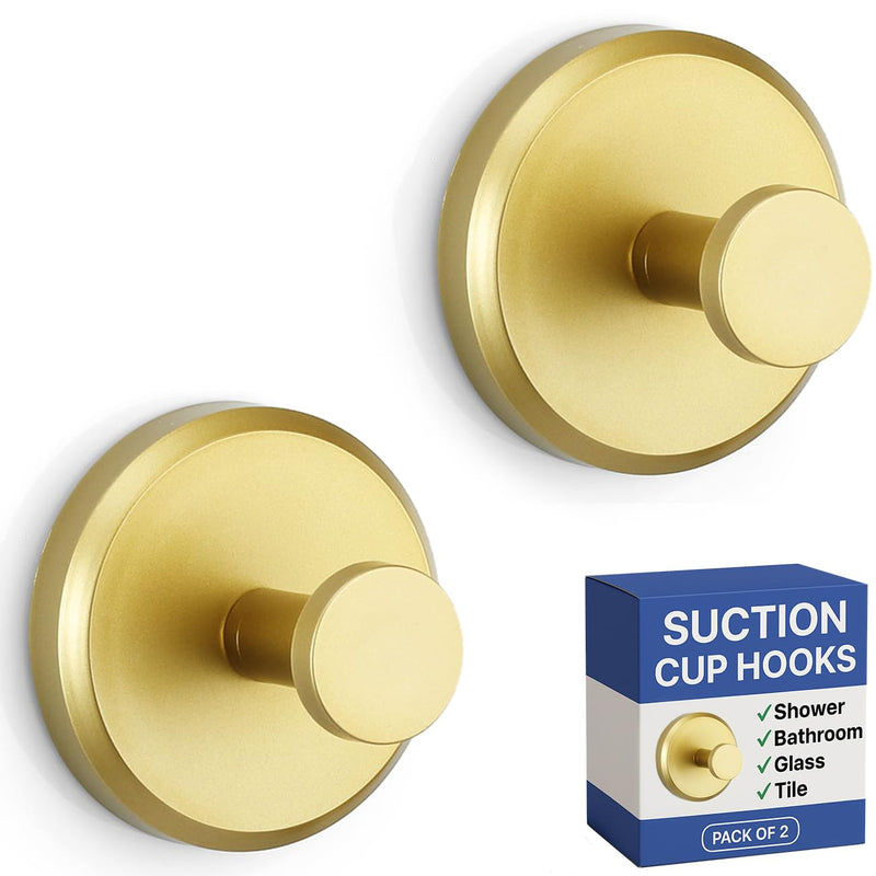 HOME SO Suction Cup Hooks for Shower & Bathroom Towel Holder 2-Pack – Suction Cups Hooks for Hanging Towels, Robes, & Coats - Tiles, Glass Door or