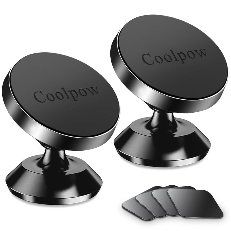 Coolpow【2 Packs Magnetic Phone Holder for Car【Strong Magnet】 Phone Holders for Your Car Phone Holder Mount【4 Metal Plate】 Universal Car