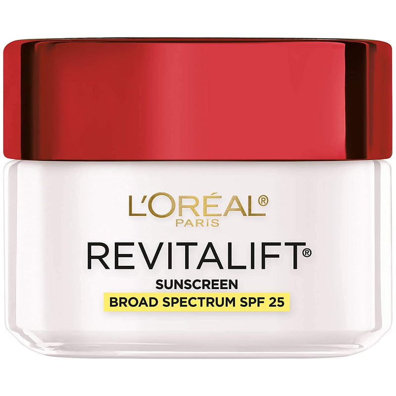L'Oréal Paris Revitalift Anti-Wrinkle and Firming Face Moisturizer with SPF 25, Pro-Retinol and Centella Asiatica, Paraben Free, 1.7 Oz (Packaging