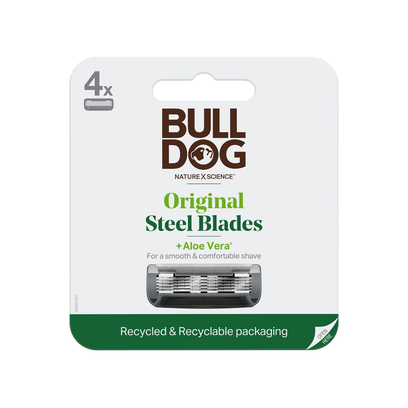 Bulldog Mens Skincare and Grooming Original Razor Blades Refills for Men, 4 Count