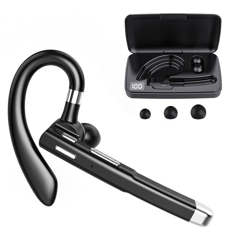 Bluetooth Headset,Wireless Bluetooth Earpiece with 500mAh Charging Case 80 Hours Talking Time,V5.1 Hands-Free Earphones with Built-in Mic for