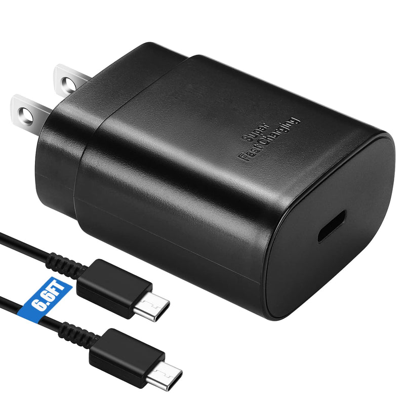 Super Fast Samsung Charger Type C 25W USB C Android Phone Charger Block 6.6Ft Black