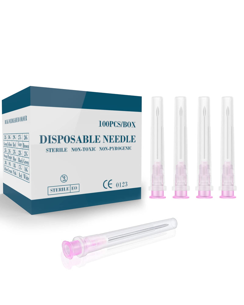 100Pcs 18Ga 1 Inch Needle Luer Lock Lab Accessories, Sterile Individual Package for Scientific Measuring, Refilling Inks 18G 1 inch (25MM)