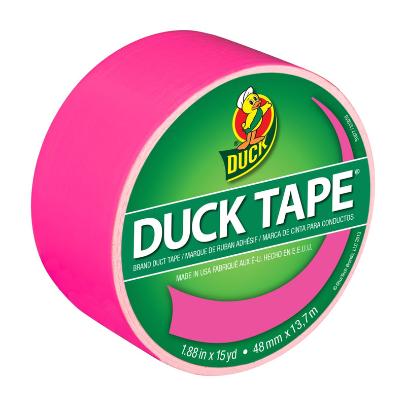 Duck Brand 1265016 Color Duct Tape, Neon Pink, 1.88 Inches x 15 Yards, Single Roll