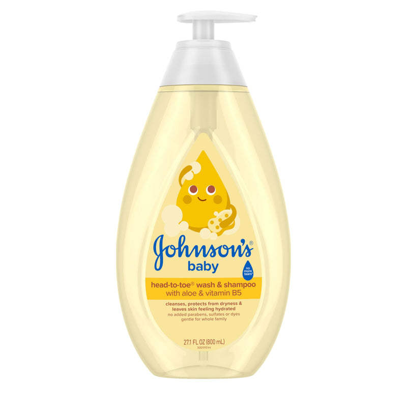 Johnson's Baby Head-To-Toe 2 in 1 Tear Free Wash & Shampoo with Aloe Vera and Vitamin B5, Safe and Gentle for Newborns and Delicate Skin,