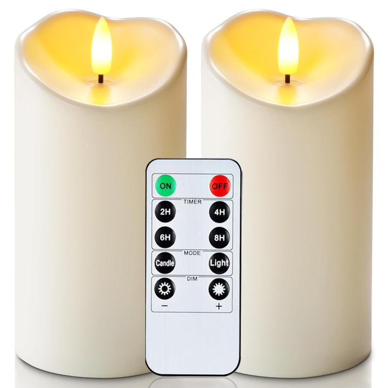 Homemory 6"x3" Outdoor Waterproof Flameless Candles, LED Candles, Battery Operated Candles with Remote and Timers, Electric Fake Plastic Pillar
