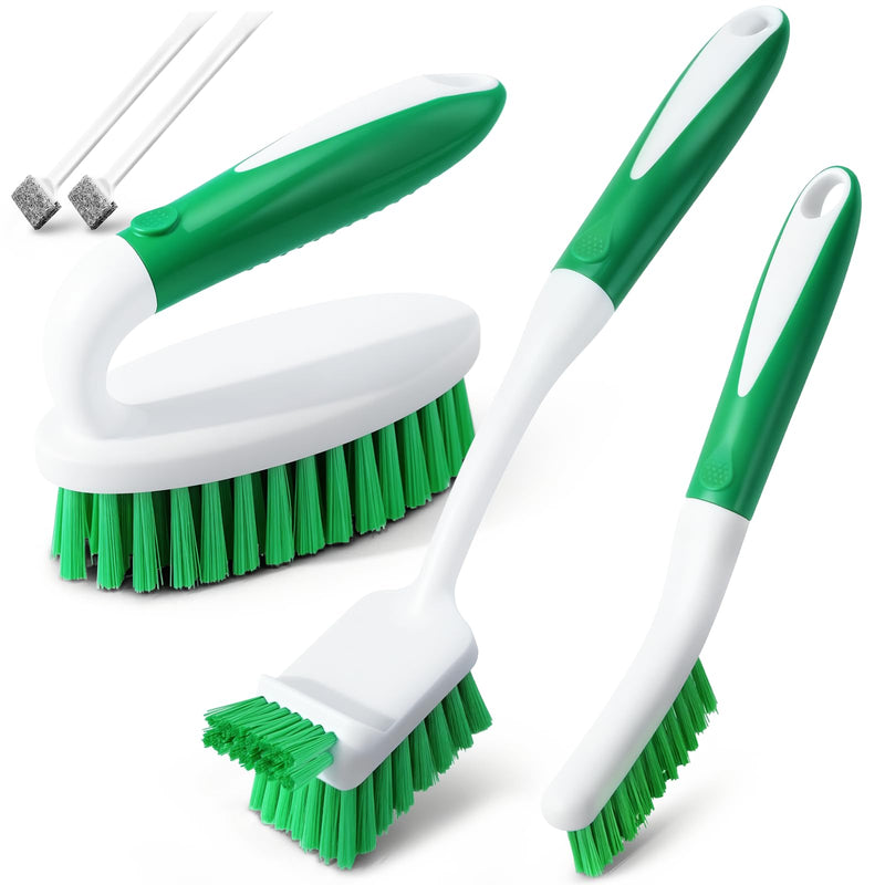 Holikme Cleaning Brush Set for Household Use, Scrub Brush, Kitchen Brush, Tile Lines Brush for Bathroom, Floor, Tub, Shower and Kitchen Surface