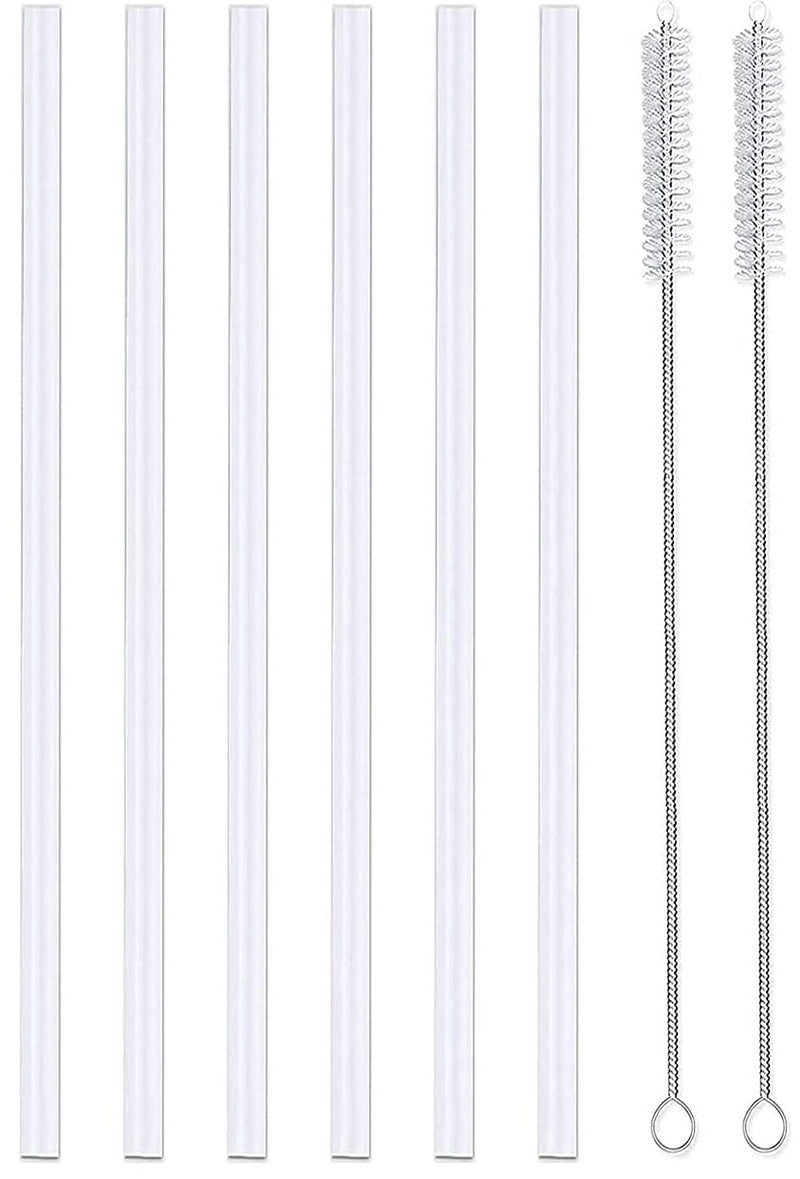 Hydro Flask Replacement Straws Wide Mouth, 6 Pack with 2 Brushes 9.5 Inch 6 Pack - 9.5 Inch