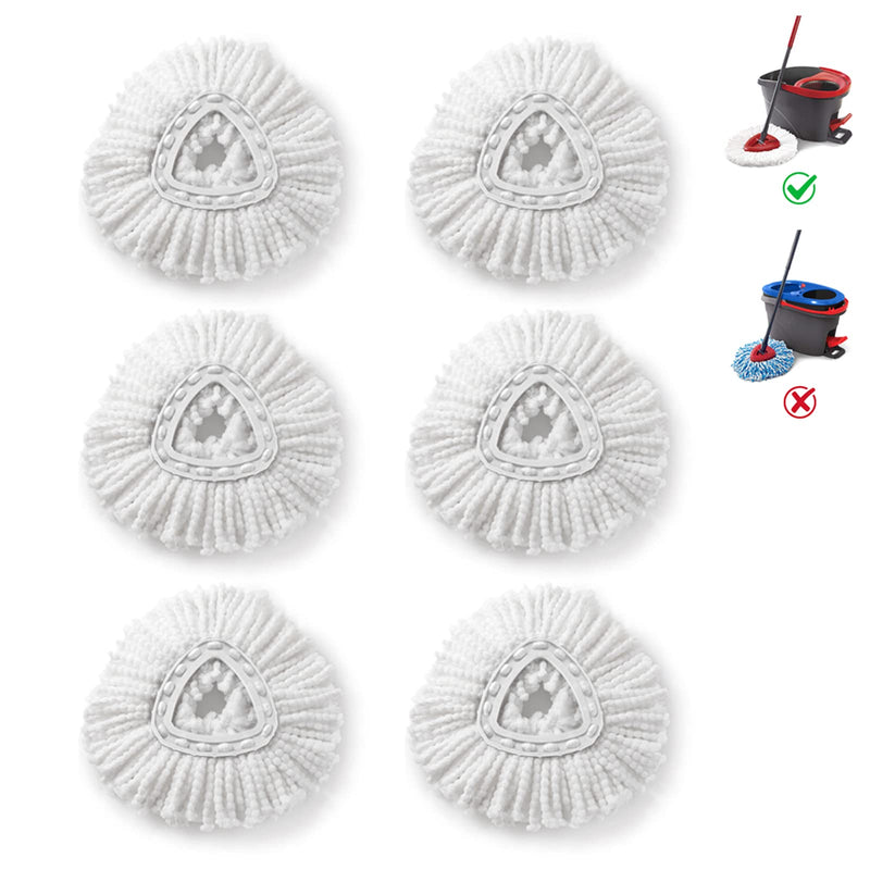 Mop Heads Replacements for O-Ceda Easy Wrin Spin System, Microfiber Refills, Easy Cleaning Mop Head Replacement White 6 Pack 1
