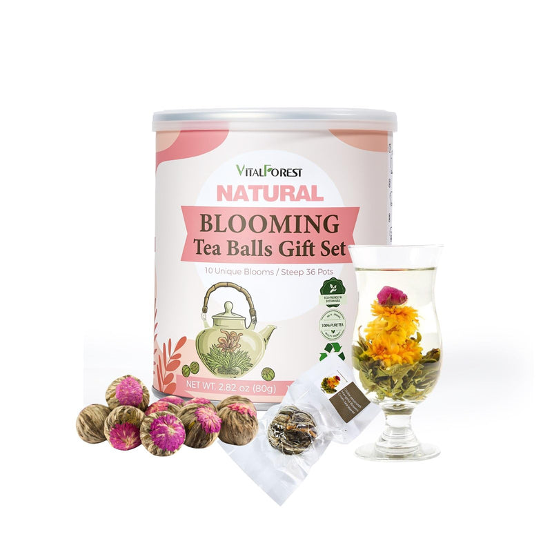 Blooming Tea Flowers Gift Set, 10 Unique Varieties Flowering Tea Balls, Individual Packing Handmade Blooming Balls for Anniversary, Valentine,