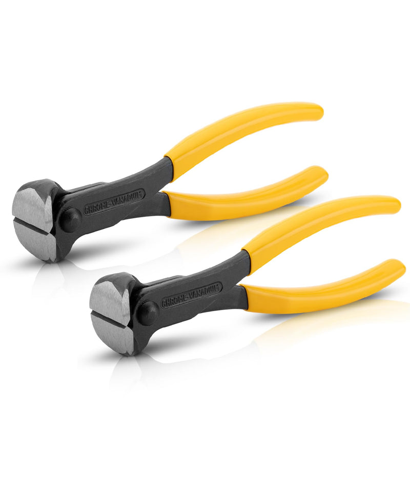 Bates Nail Puller and Staple Remover - Yellow, 2 Pack, Carpenter Tool, End Cutting Pliers, Nippers for Nail Pulling 7", 2 Pack Yellow