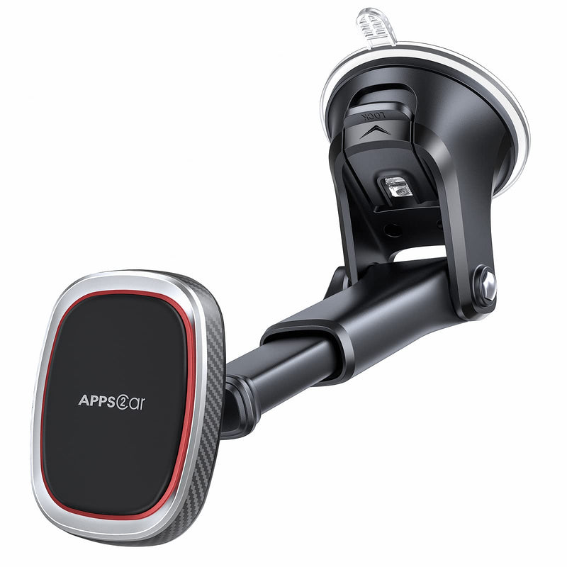 Apps2Car Magnetic Phone Mount, Dashboard Windshield Suction Cup Car Phone Holder Phone Mount with 6 Strong Magnets, Adjustable Telescopic Arm,