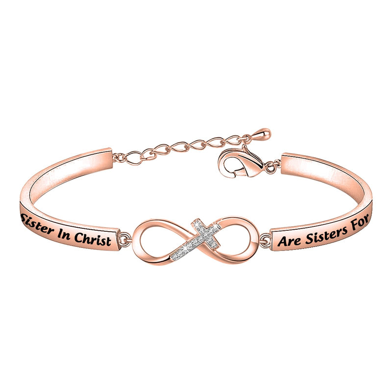 AKTAP Religious Christian Bracelet Sisters Christ are Sisters for Life Christening Baptism Gifts for Women Copper