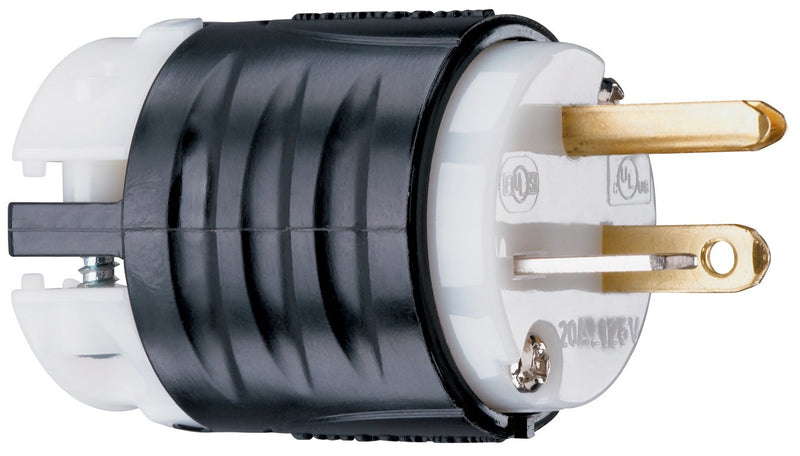 Legrand Pass & Seymour PS5366XCCV4 20 Amp 125V Straight Blade Extra Hard Use Specification Grade Plug, NEMA 5-20P, Black/White (1 Count)
