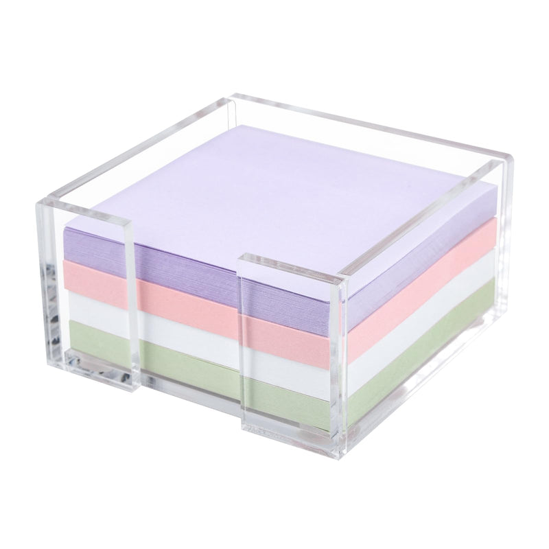 Acrylic Sticky Note Holder, 3 x 3 Crystal Clear Acrylic Notepad Holder Sticky Note Dispenser for Dorm Room and Office Desk Organizer 3x3"