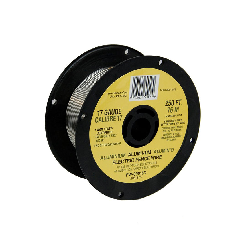Zareba 17 Gauge Aluminum Wire for Electric Fencing, 250 ft Spool | Rust-Proof Aluminum, 90 lb Breaking Load, 38,000 PSI Tensile Strength, Fits All