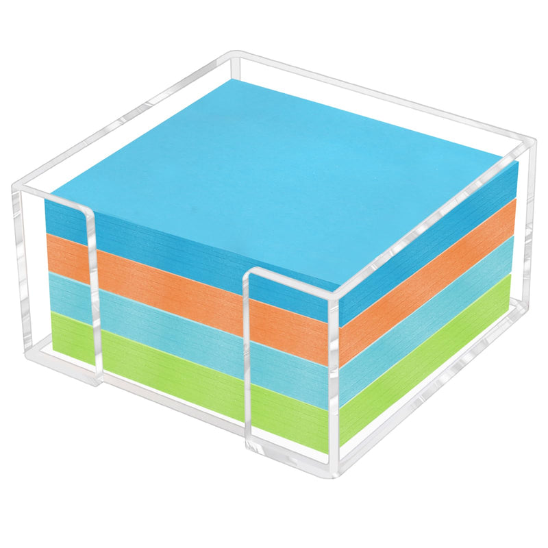 Acrylic Sticky Note Holder - 3 X 3 Inch Post It Note Holder, Crystal Clear Sticky Note Dispenser for Dorm Room Home and Office Acrylic Desk Organizer
