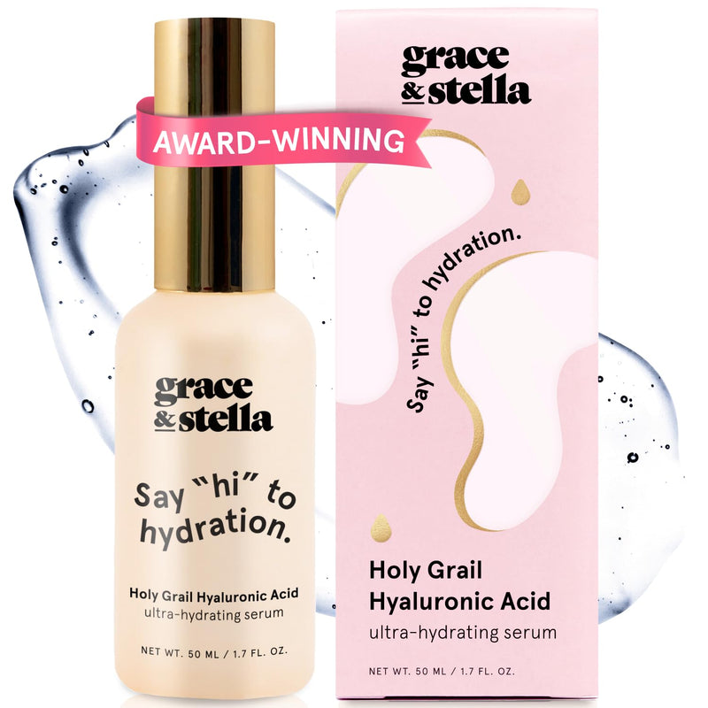 grace & stella Award Winning Hyaluronic Acid Serum (50ml/1.7 fl oz) Hydrating Hyaluronic Acid Serum for Face - Acido Hialuronico for Women -