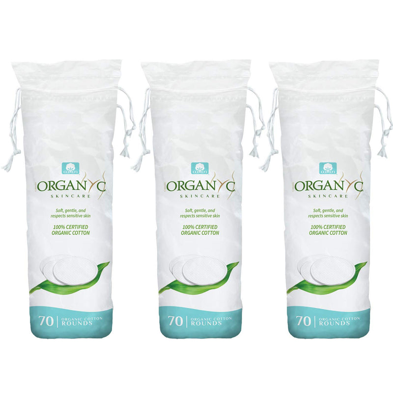 Organyc 100% Organic Cotton Rounds - Biodegradable Cotton, Chemical Free, for Sensitive Skin (210Count) - Daily Cosmetics Beauty and Personal Care