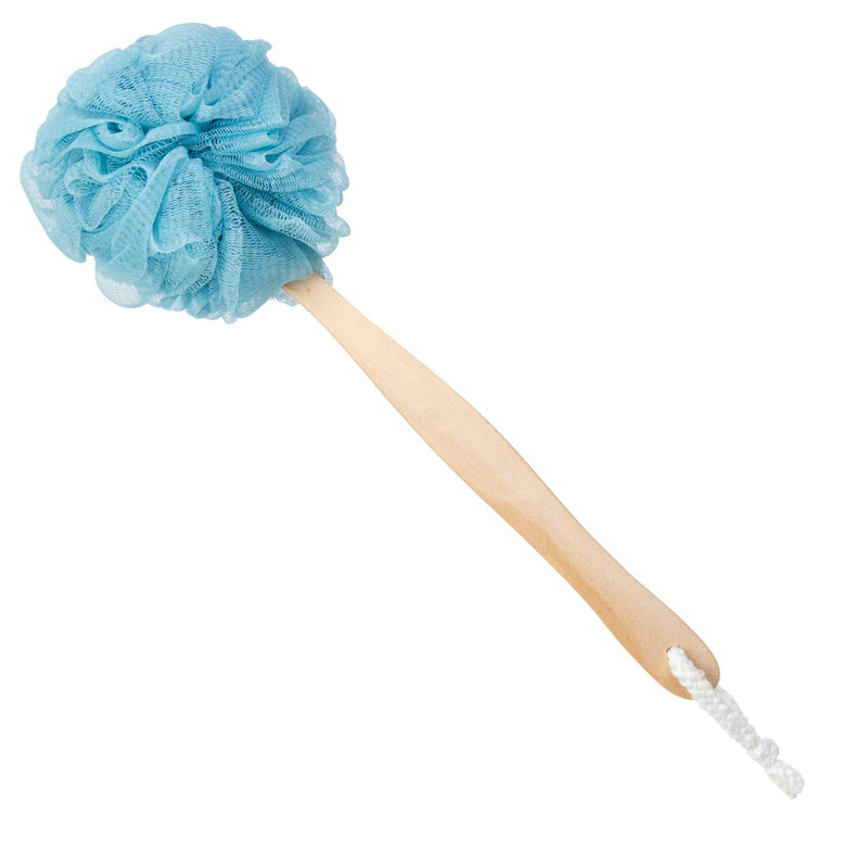Loofah Back Scrubber, Wooden Handle Bath Sponge Lufa Shower Brush, Soft Nylon Mesh Back Cleaner Washer, Body Brush for Women Kids Bathroom Shower