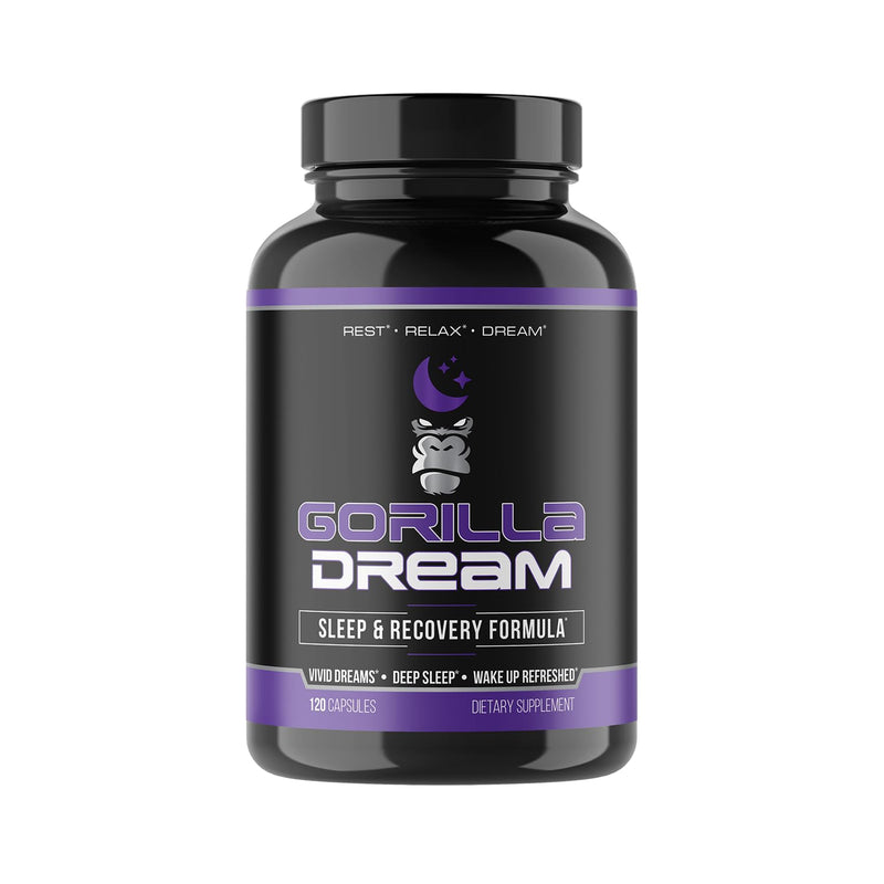 Gorilla Mind Dream Sleep Supplement (120 Capsules) - Nootropic Infused Comprehensive Sleep & Recovery Supplement - GABA, Melatonin, Valerian Root,