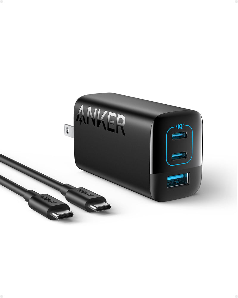 Anker 67W USB C Charger, 3 Port PIQ 3.0 Compact and Foldable Fast Charger for MacBook Pro, iPad, Galaxy, iPhone 17 Series and More (5FT USB-C
