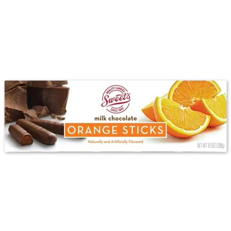 Sweet Candy Company Milk Chocolate Orange Sticks, Gluten Free - 10.5 Oz Box | Gourmet Chocolate Covered Sticks, Fruit Flavored, Gift Idea for