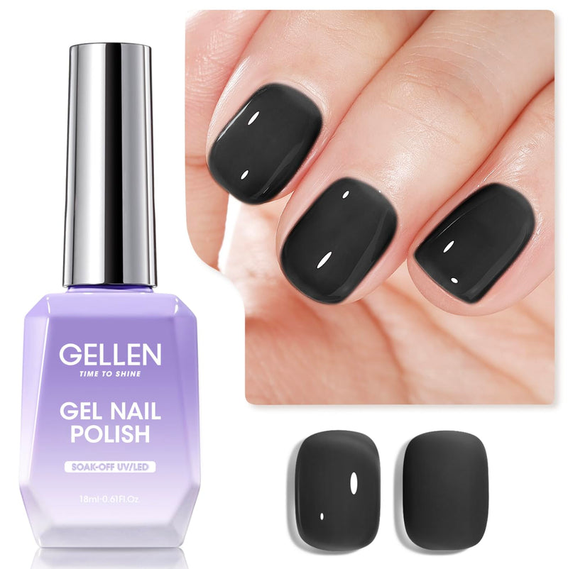 GELLEN Black Gel Nail Polish 18ML 1Pc Sheer Classic Black Gel Polish Soak off UV Light Translucent Nail Polish Salon DIY Nail Art Manicure at Home