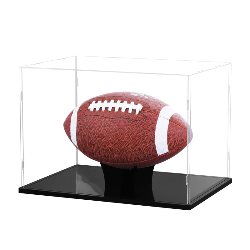 Football Display Case Full Size, Acrylic Clear Box with Stand, UV Protected Memorabilia Holder, for Autographed Football Fans & Collectors, Sports