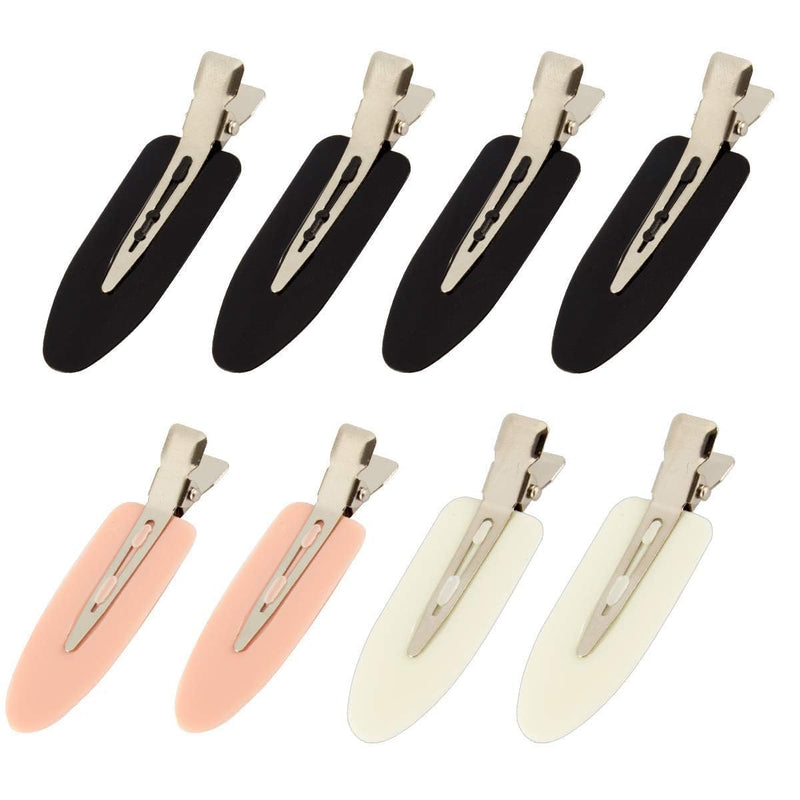 8Pcs Creaseless Hair Clips for Women Styling, 4 Black, 2 White, 2 Pink | MADHOLLY No Crease No Bend, Alligator Flat Hair Barrettes for Fixing