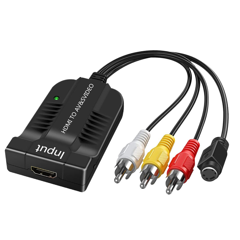1080p HDMI to Male AV/S Video Adapter S-Video,HDMI2AV+S CVBS Video Converter, HDMI to Male AV&S Video RCA HDMI2AV Converter 1080P HD Video