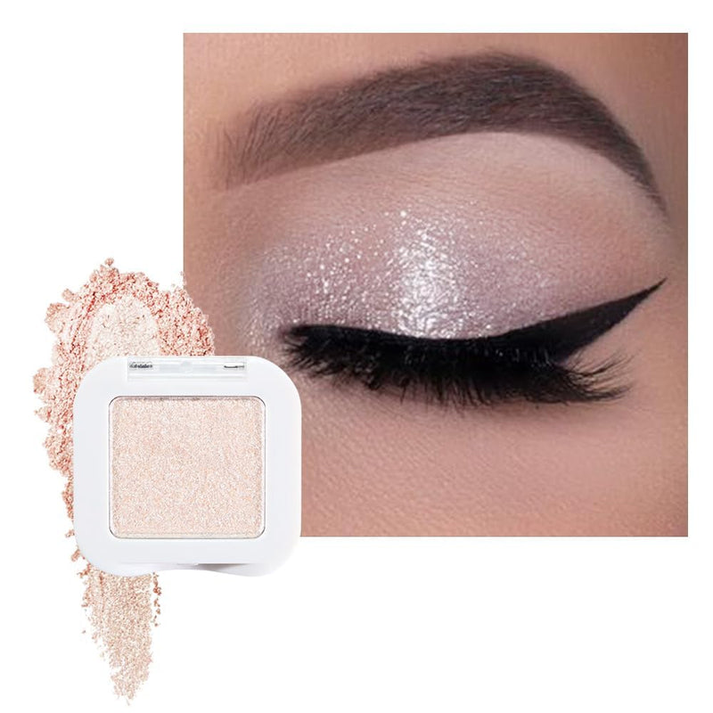 evpct Pear White Shimmer Single Eye shadow Palette Makeup for Older Women, Glitter Sparkly Pearl Shimmer Cream Eyeshadow Palette Brightener Make