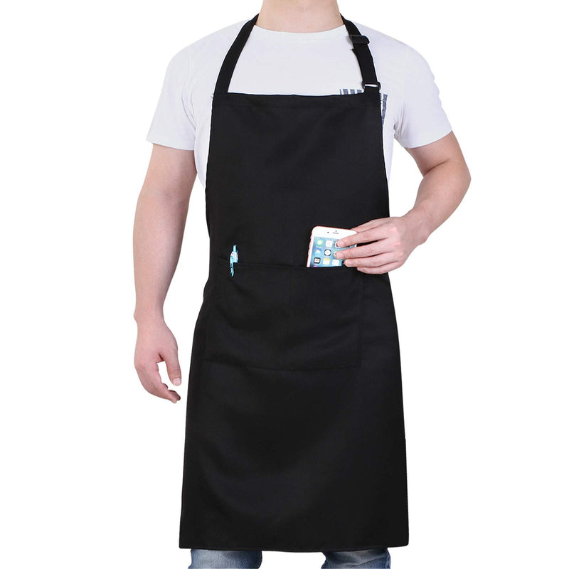 Will Well Chef Apron for Men and Women - 33" X 27" Large with 38" Waist Ties for a Comfy and Snug Fit, Durable and Lightweight, with 2 Spacious