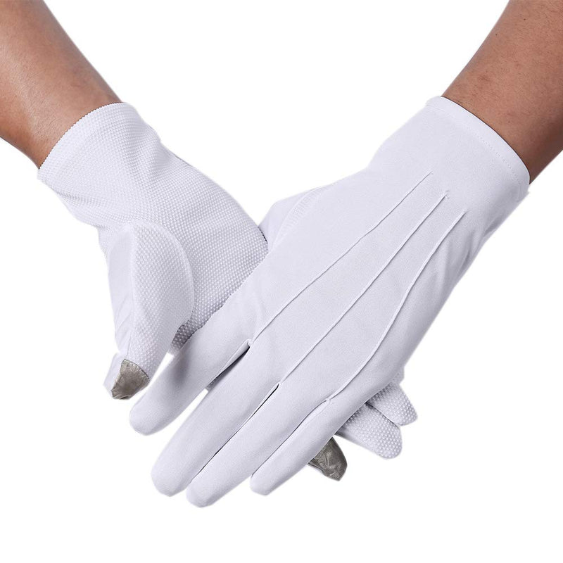 JISEN Men Police Formal Tuxedo Honor Guard Parade Nylon Cotton Gloves 26cm One Size Touchscreen