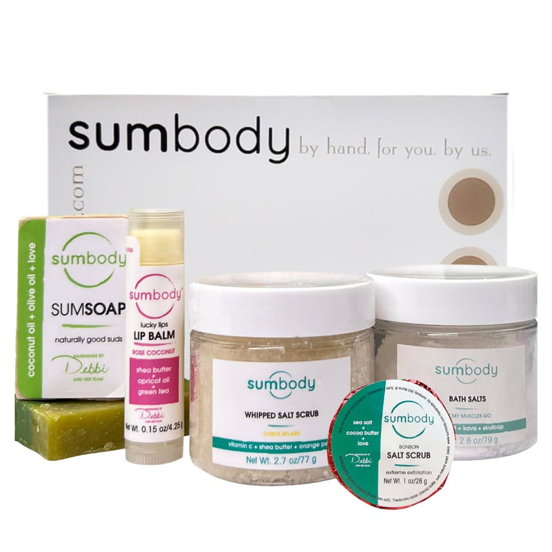 Sumbody USA Made Mini Self Care Gift Set - (6pcs) Men, Women, Teens, All Natural Aromatherapy Body Care Set Skin Care Box, Spa Baskets,