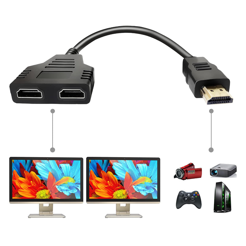 BATU HDMI Splitter Adapter Cable - Splitter 1 in 2 Out Male to Dual HDMI Female 1 to 2 Way for HD, LED, LCD, TV, Support Two the Same Tvs at the