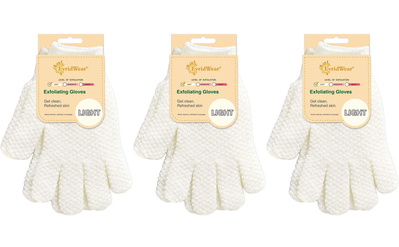 Evridwear Exfoliating Glove for Shower Bath, Body Wash Loofah Gloves Women | 100% Nylon, Thick, Hanging Loop, Exfoliate Dead Skin for Dry