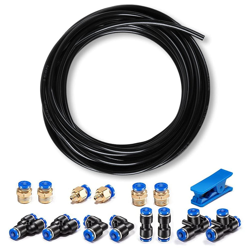 Pneumatic Tubing Black PU Air hose Pipe Tube Kit 6mm OD 4mm ID 39.4ft/12 Meter for Air Line or Fluid Transfer… 6mm OD / 4mm ID × 12m Black