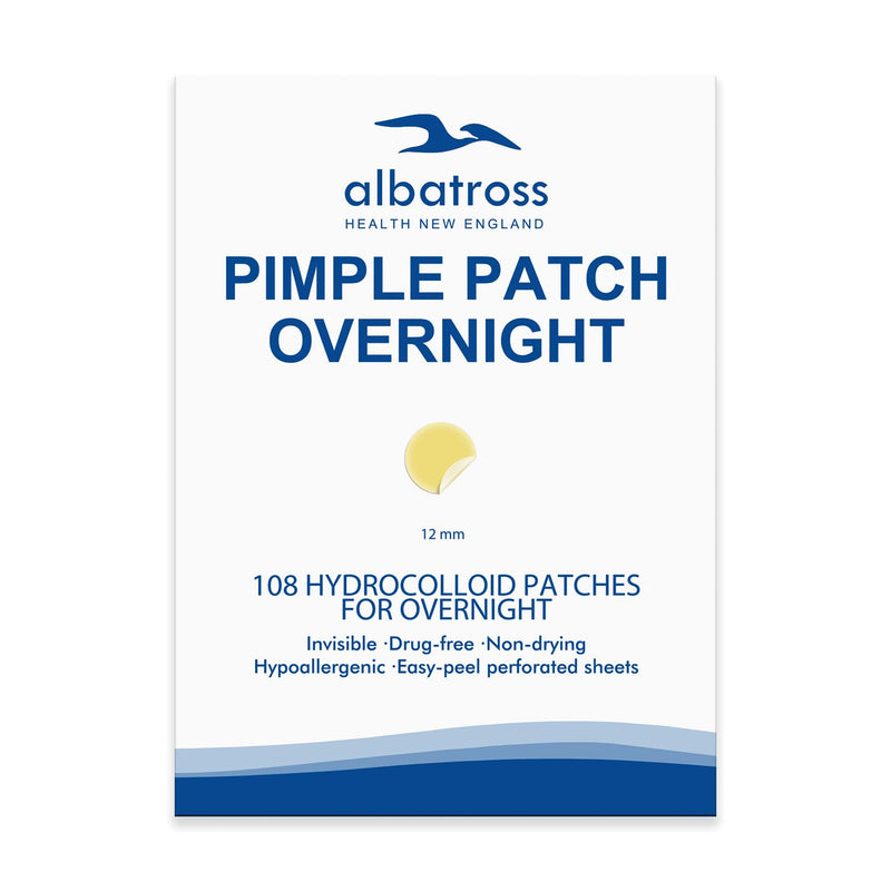 Overnight Acne Pimple Patches for Face (108 Counts), Spot Dots Cover by Albatross Health New England, Hydrocolloid Treatment Stickers, Zit Blemish